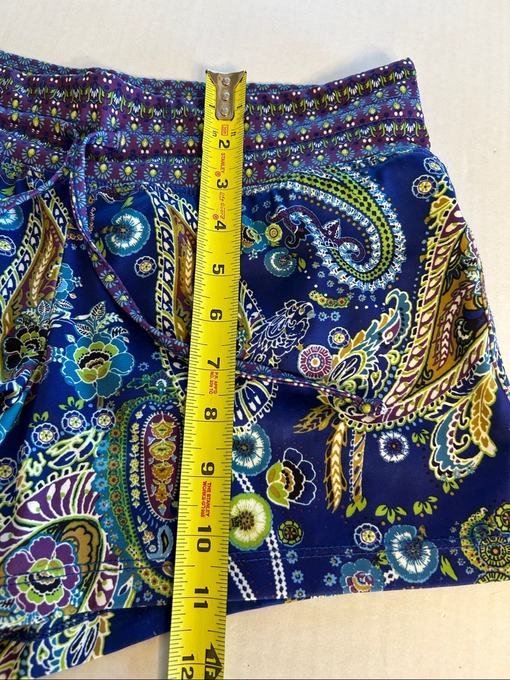 Athleta Blue Paisley Print Swim Shorts Women's Lined Drawstring. Sz S - Picture 10 of 10